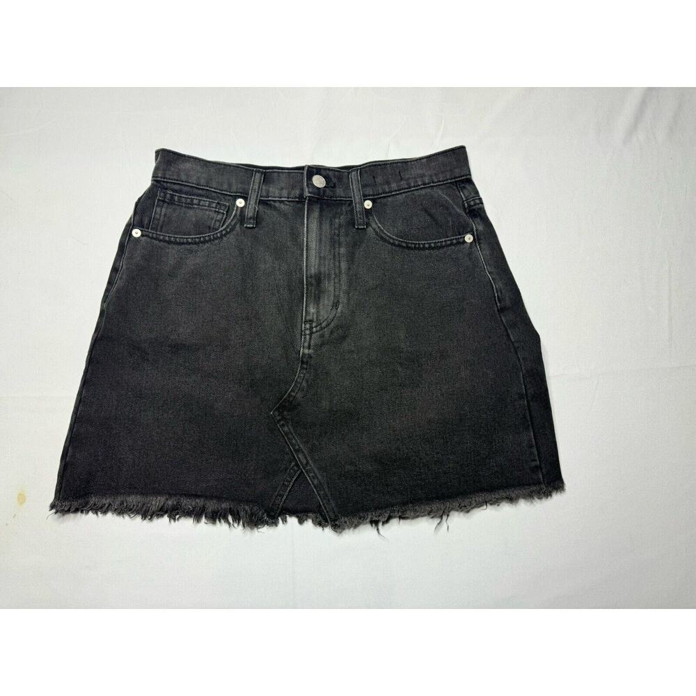 NWT Madewell Women's Raw Hem Rigid Denim A-Line Black‎ Skit - Size 27x15*